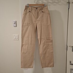 H&M Women's Tan 100% Cotton Wide-leg Cargo Pants (Size 4/US S)